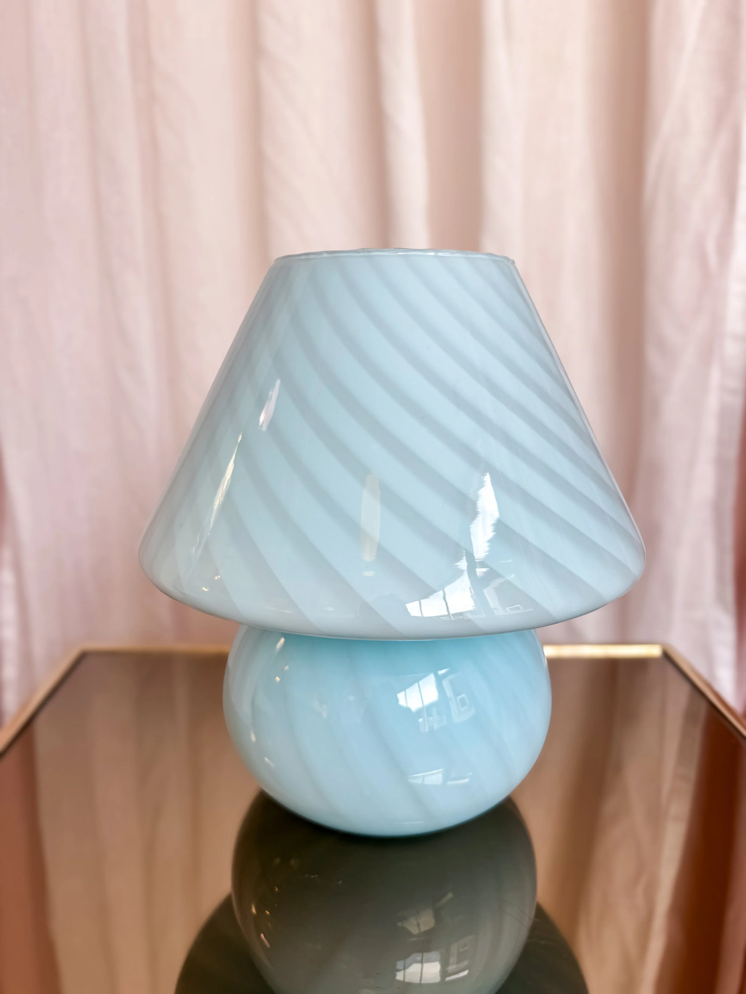 1970's Murano Blue Mushroom Lamp, Medium