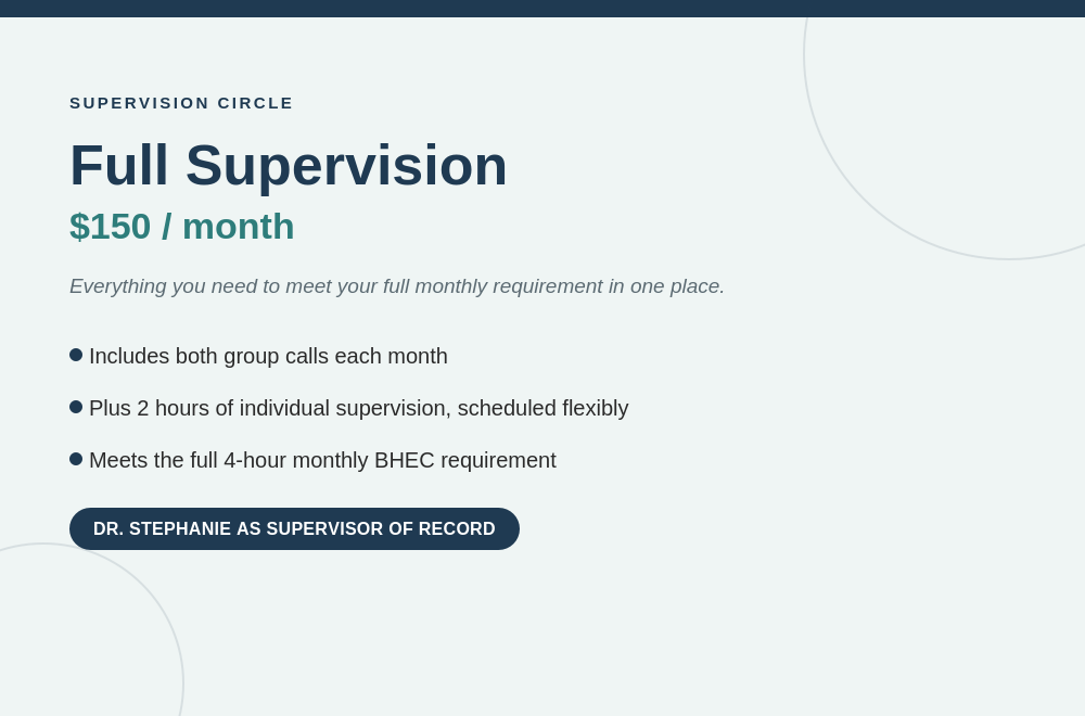 Supervision Circle + Individual Supervision