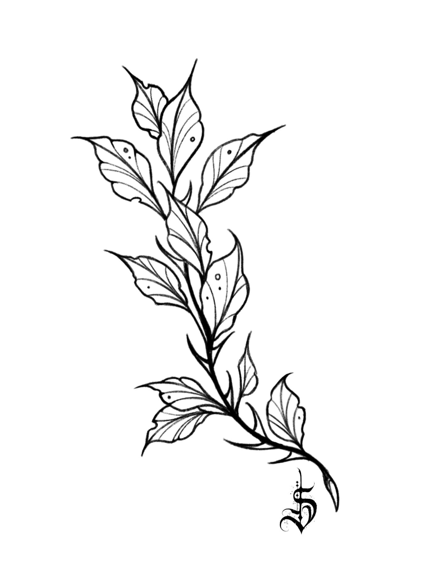 🍃 Available 🍃 Around-the-knee leafy thorns! Get one or both 👀 Good for most other placements too. 

PS; I have one or two spots left for the Get-One Give-One holiday gift certificate deal! Ends Dec 25, book a tattoo in December and get a certifica
