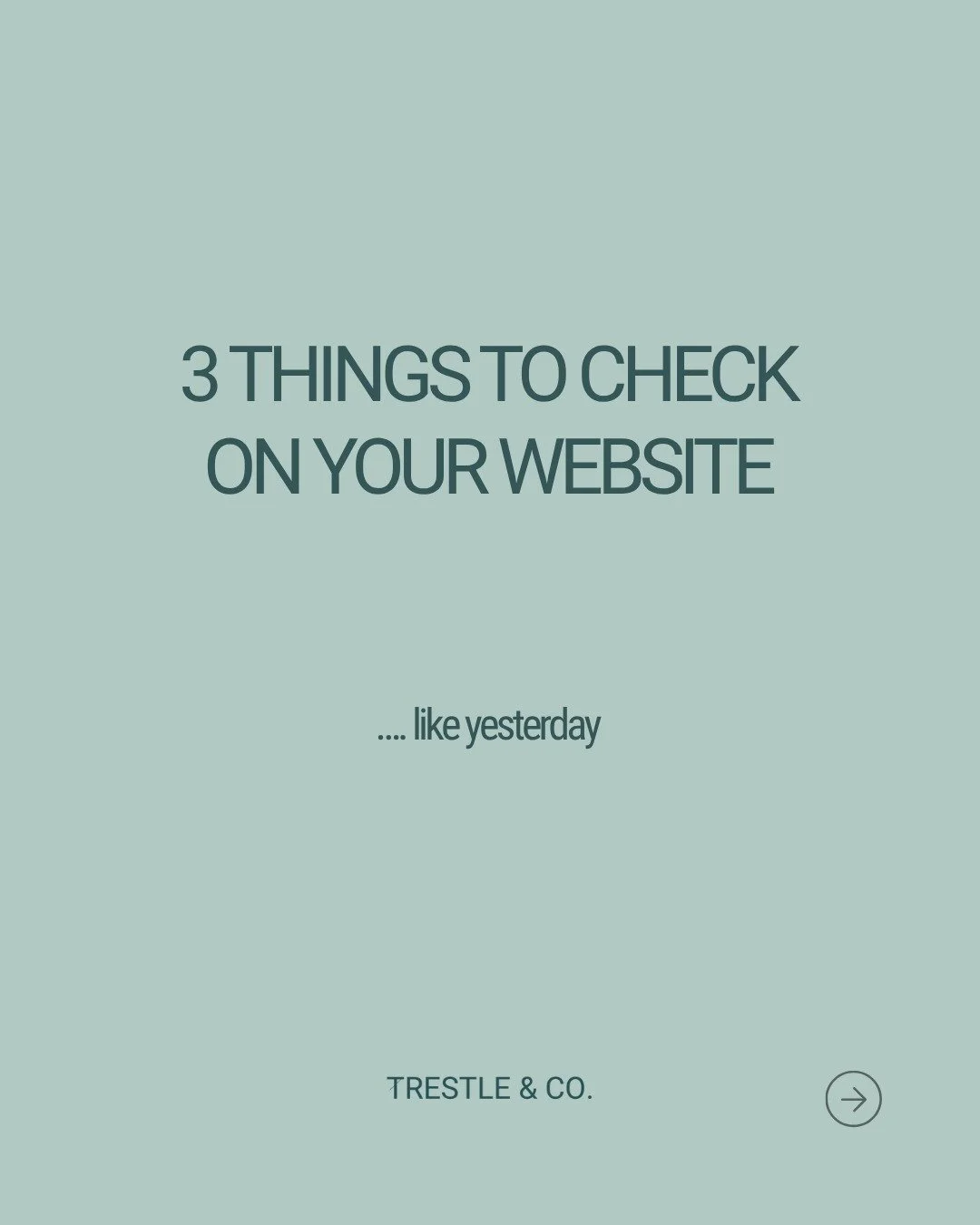 This will take you 5 minutes. Let's check in on your website.

Comment 'website' below to get a link to subscribe to my newsletter. 

Before you move on to the next big thing, do this quick audit:
-Make sure every button actually links where it shoul