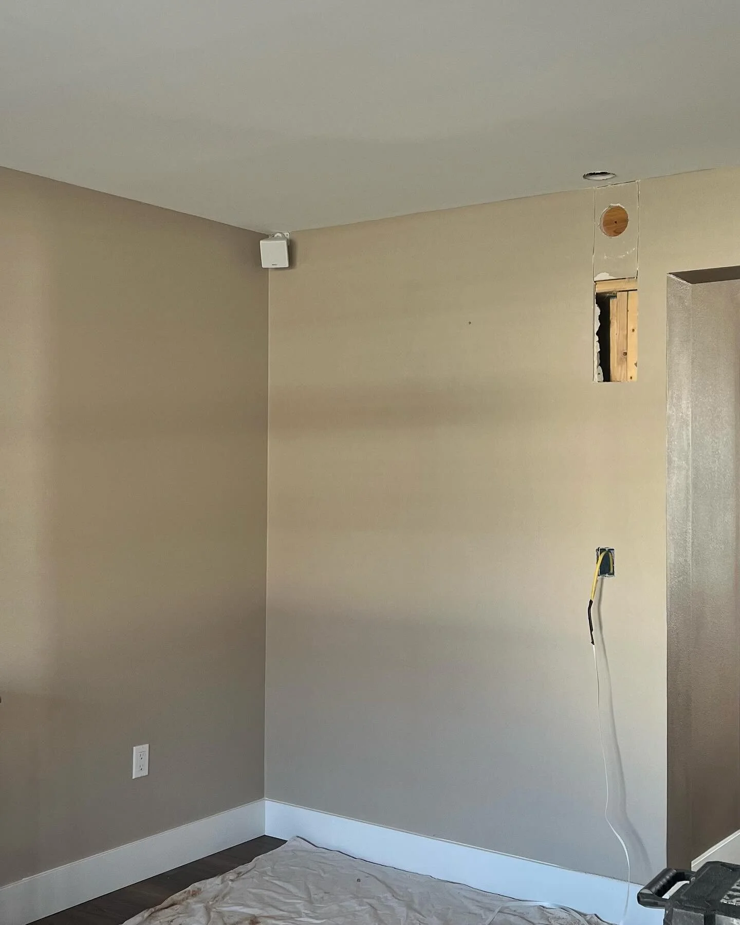 Customer called and needed these holes patched, texture matched &amp; painted!