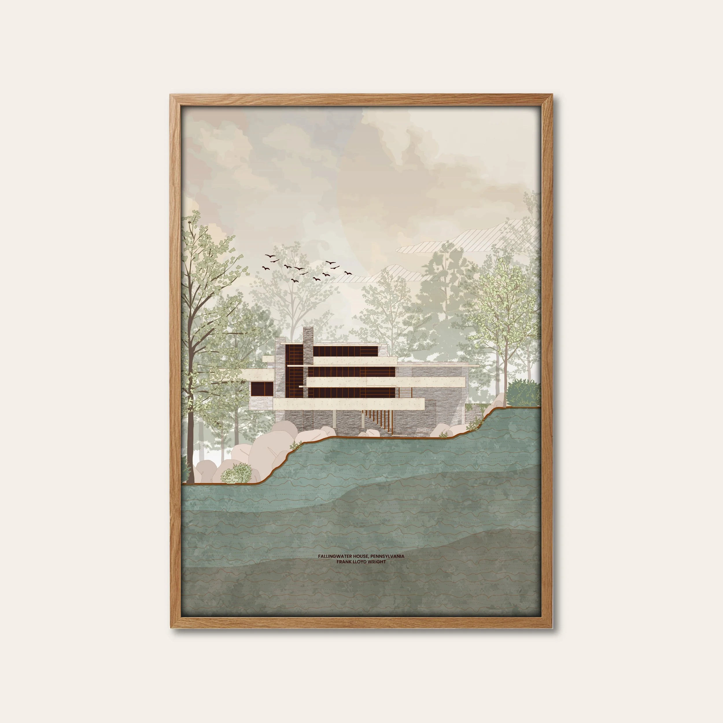 Fallingwater House Portrait, Frank Lloyd Wright
