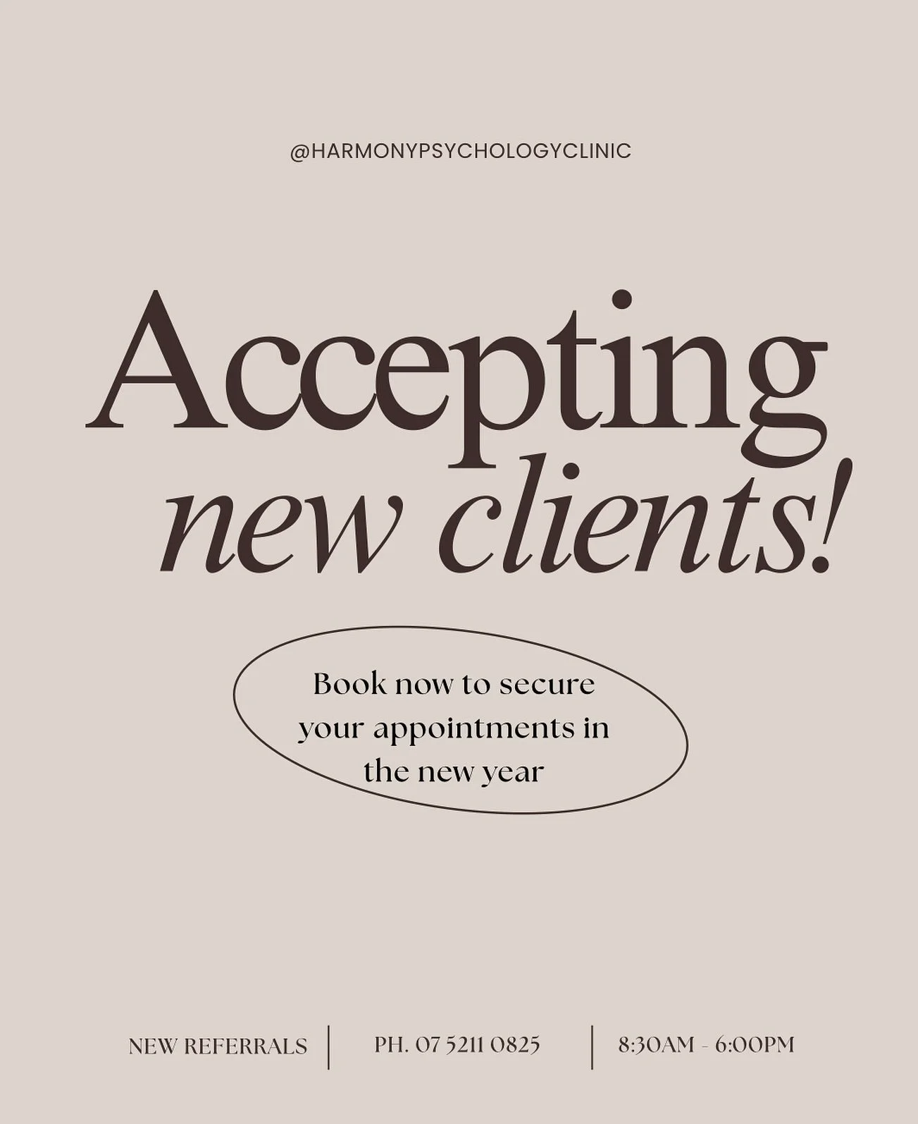 Accepting New Referrals
We&rsquo;re here to support you with compassionate, evidence-based care. If you&rsquo;ve been considering reaching out, now is the perfect time.

Call now on ph. 07 5211 0825 to book an appointment &mdash; more information in 