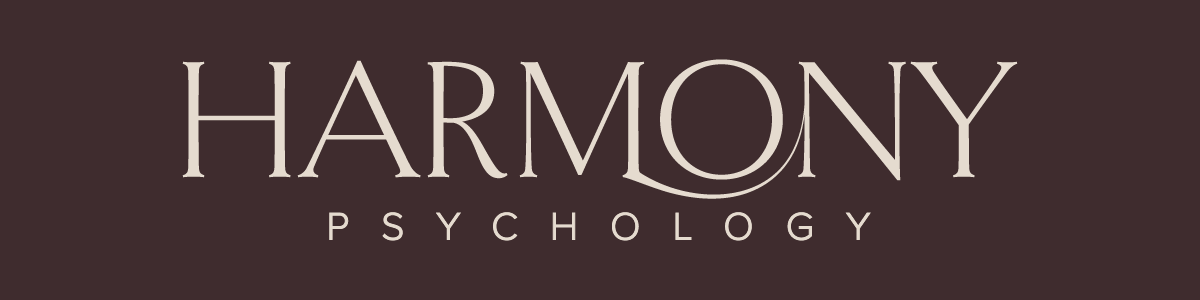 Text reading "HARMONY PSYCHOLOGY" on a dark background.