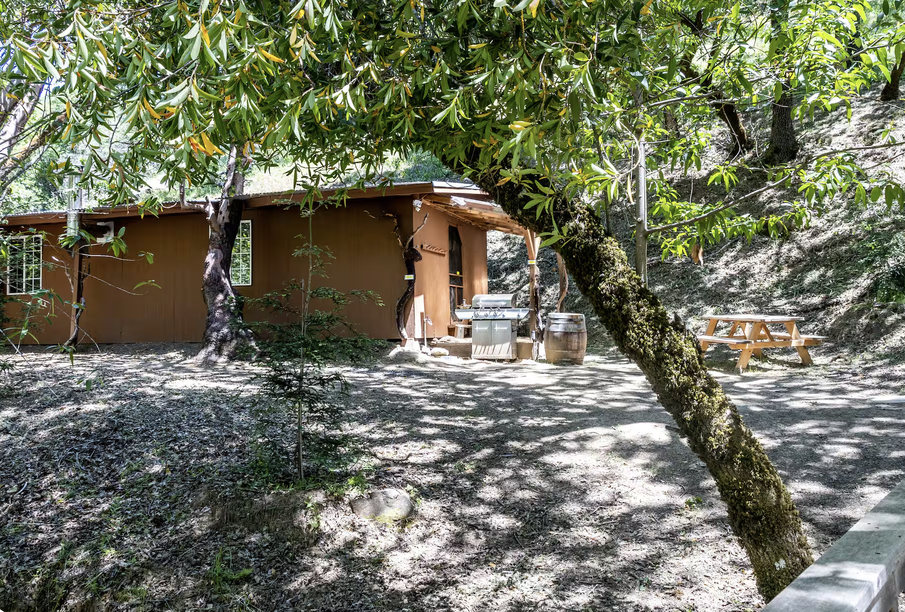 The Cabaña ~ This rustic retreat, once a charming farm building, now awaits you with antique Basque furnishings and rustic charm. Let the symphony of wildlife and the gentle flow of the creek lull you into serenity. 