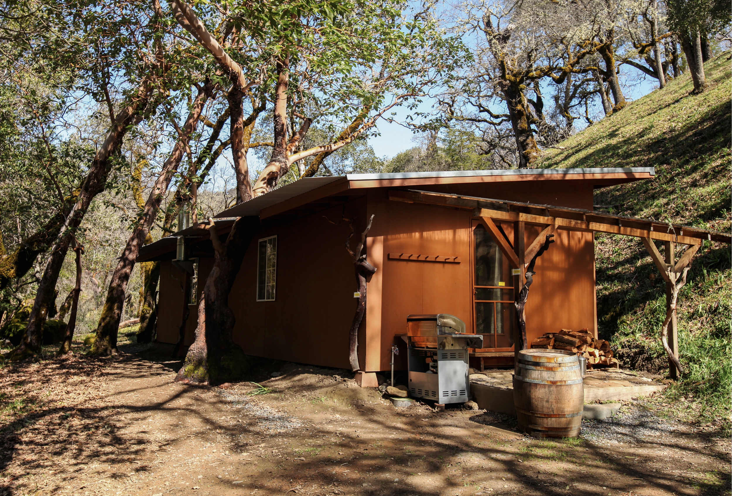 The Cabaña ~ This rustic retreat, once a charming farm building, now awaits you with antique Basque furnishings and rustic charm. Let the symphony of wildlife and the gentle flow of the creek lull you into serenity. 