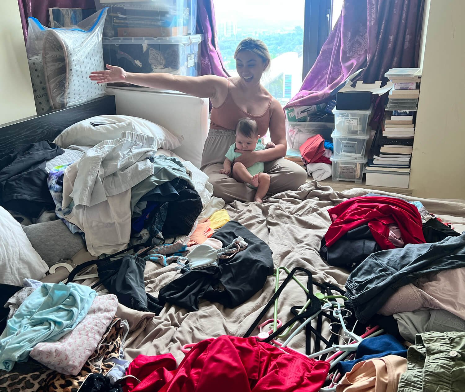 Ziggy in her cluttered living space