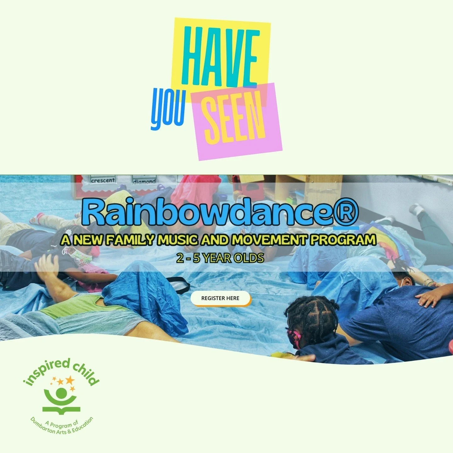 Have you seen, and experienced Rainbowdance&reg;?!

The wildly celebrated Rainbowdance&reg; program is making its transition from school classrooms to Saturdays with families. January 11th - March 15th, 2025 10:00-10:45am. Created as an onsite regist