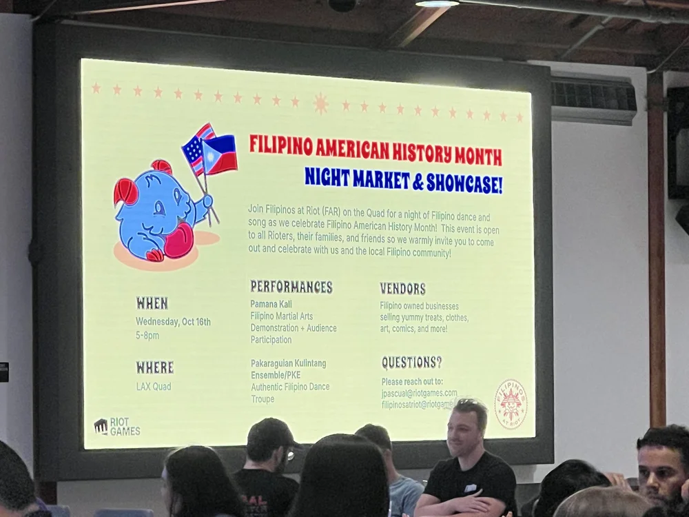 The dining hall listed Pamana Kali in their large-screen projections celebrating FAHM at their campus.