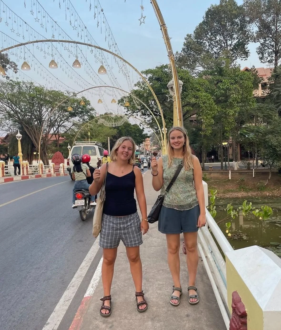 norwegian students walking the streets of siem reap feeling safe