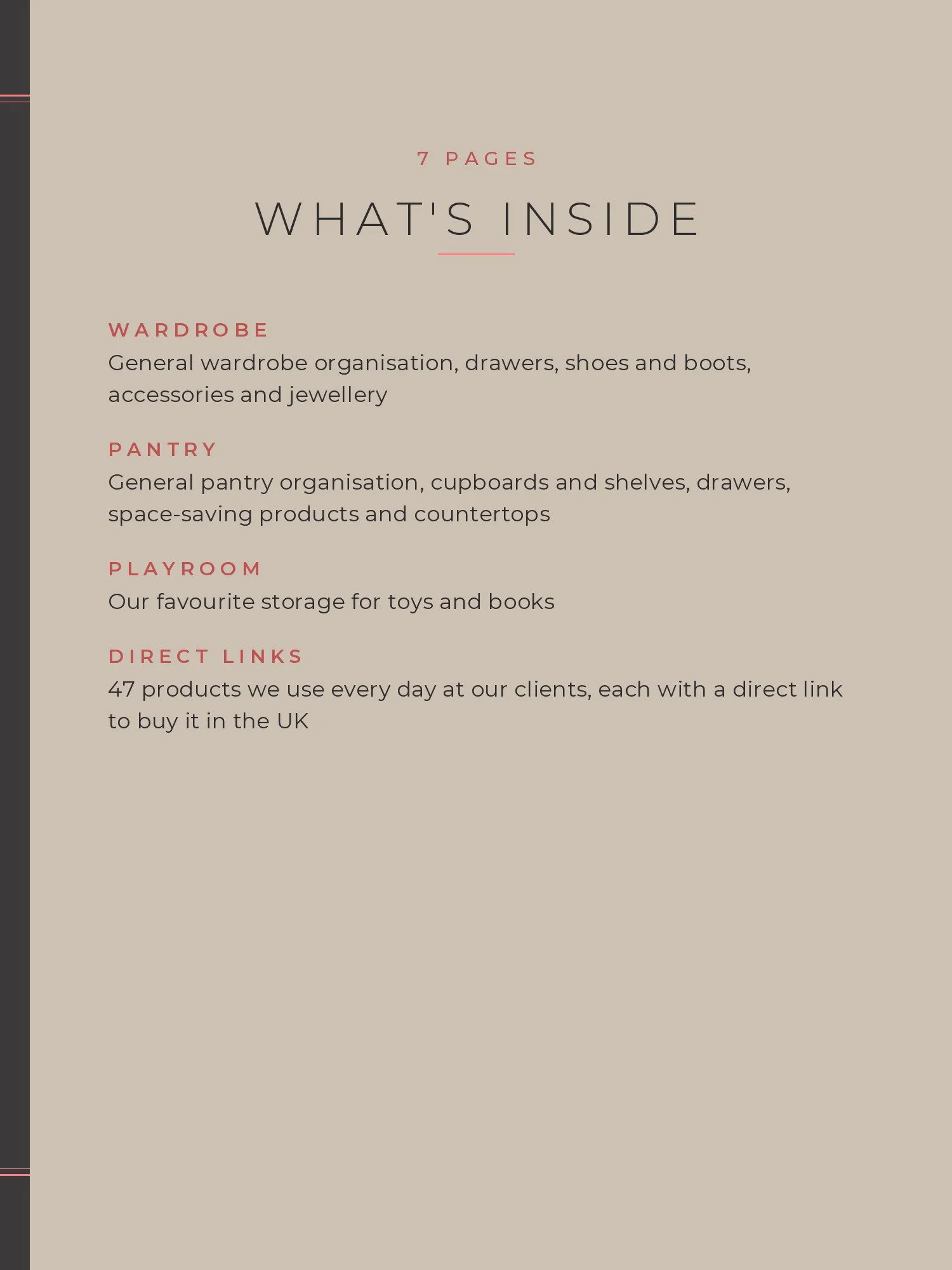 List of what is inside the Product Guide