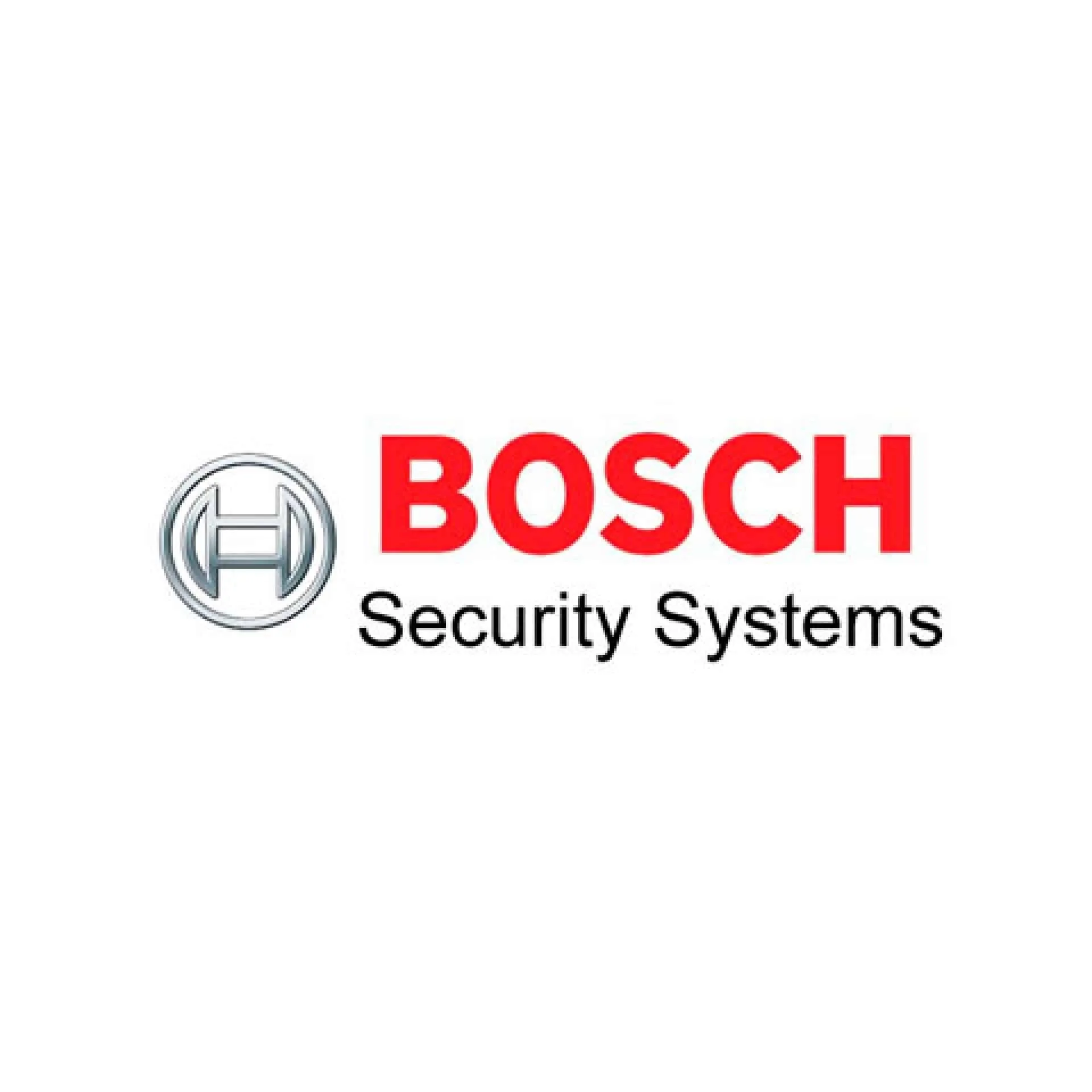 Bosch Security Systems logo with a silver circular emblem on the left and bold red and black text.