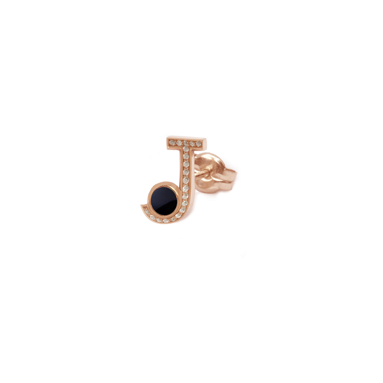 Boucle d'oreille Algieba or rose onyx diamants