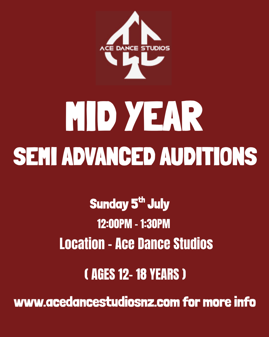 MID YEAR SEMI - ADVANCED AUDITIONS