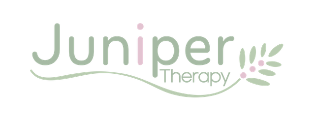 Juniper Therapy logo with stylized text and a leaf design