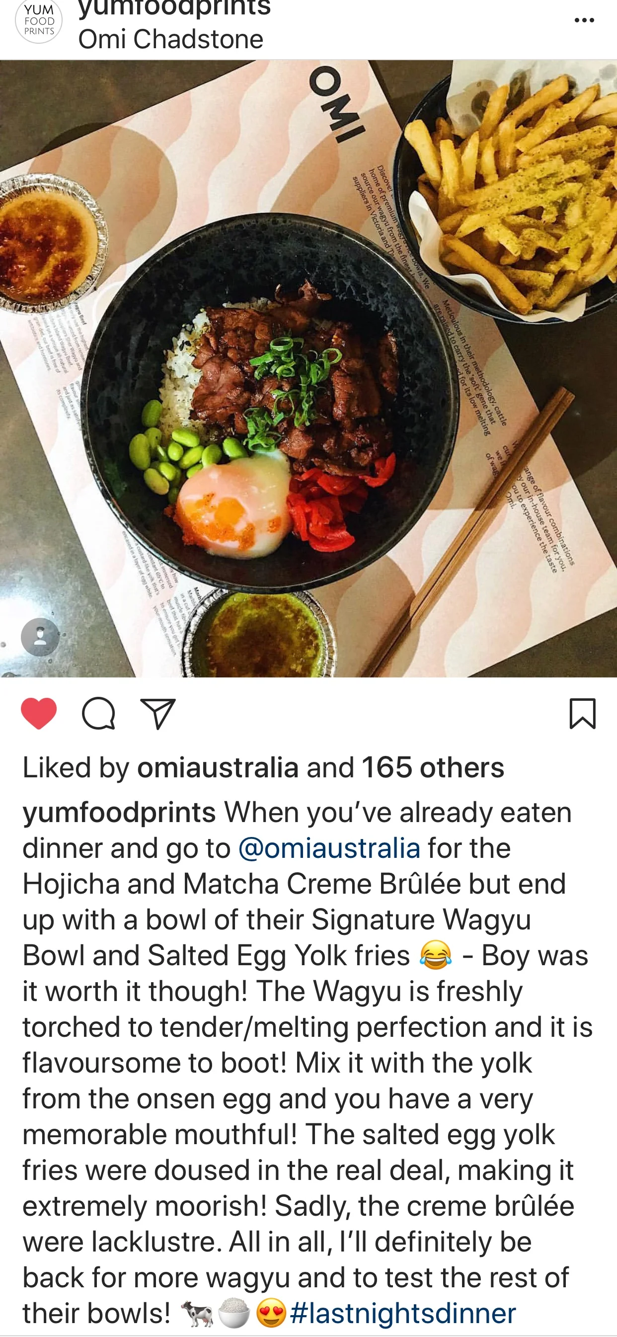 Yum Food Prints OMI Wagyu