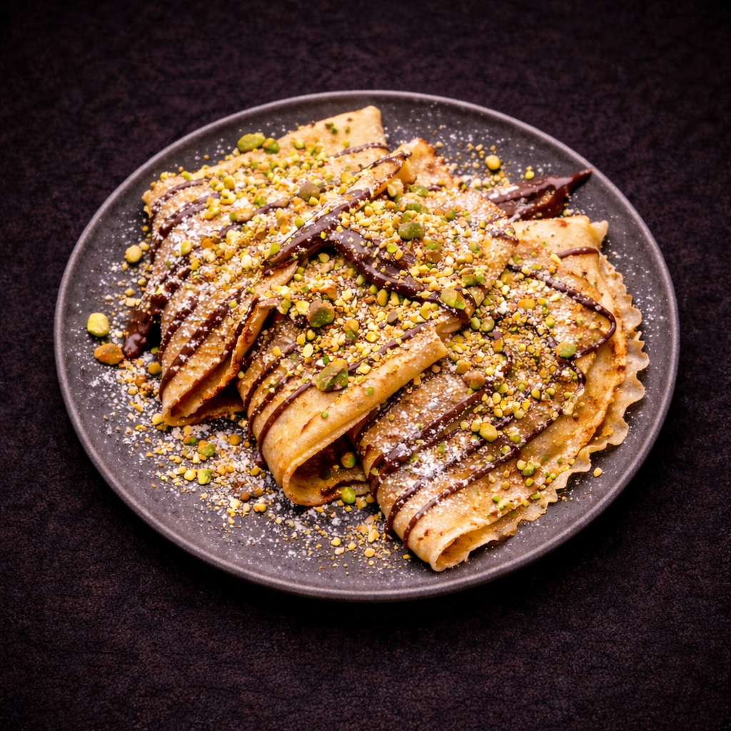 Dubai Chocolate Protein Pancakes