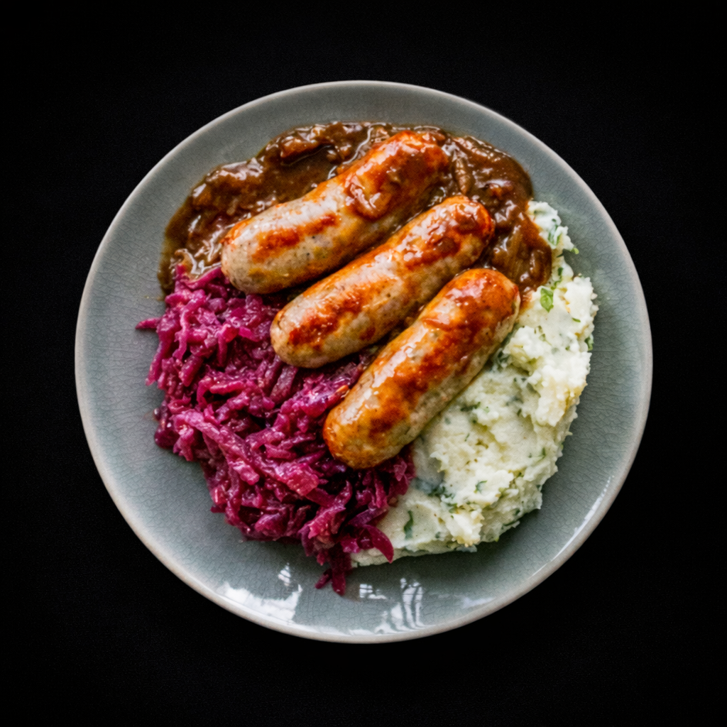 Italian Sausages with Herb Mash - Protein 32g - Carbs 49g - Fat 12g - 441 Kcals