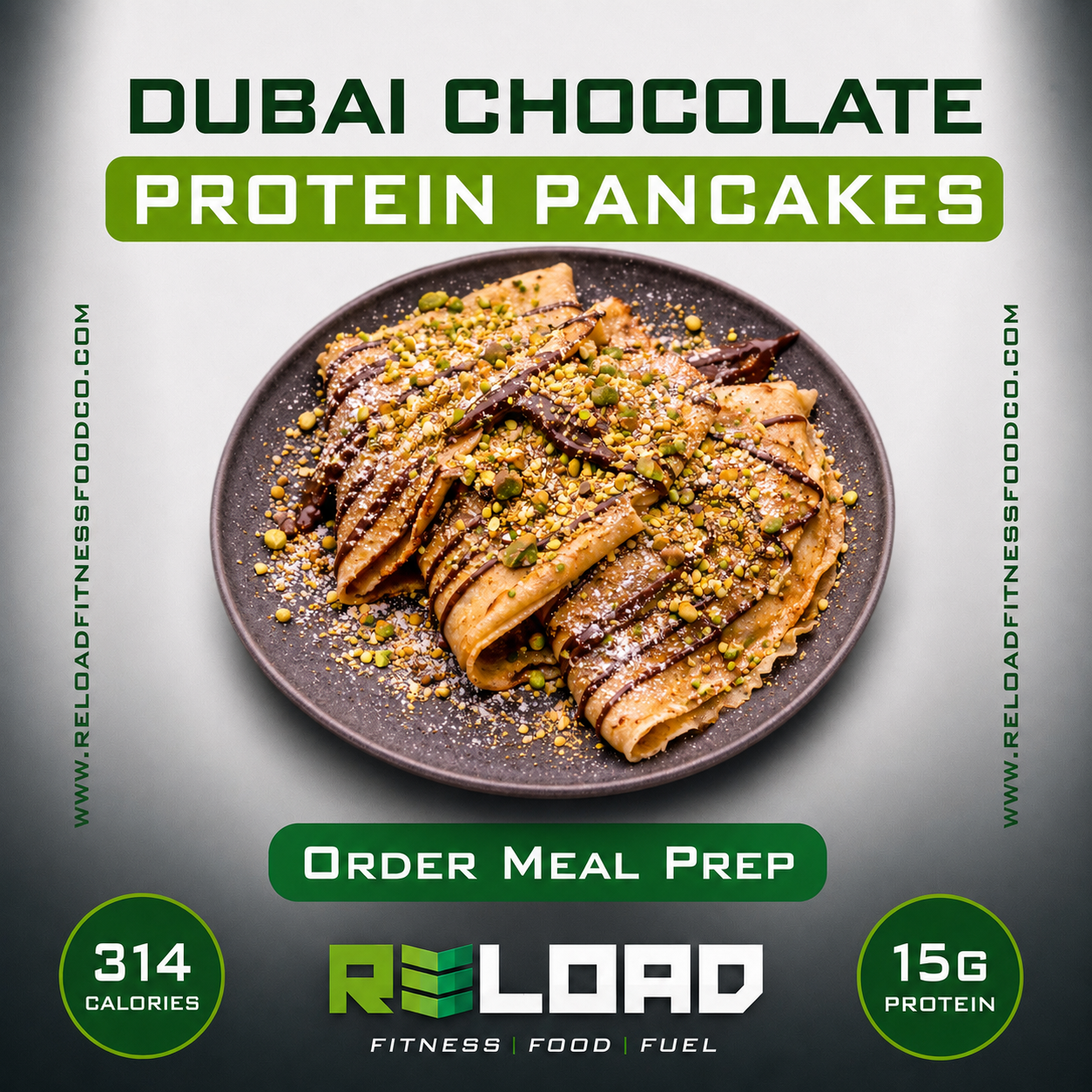 Dubai Chocolate Protein Pancakes