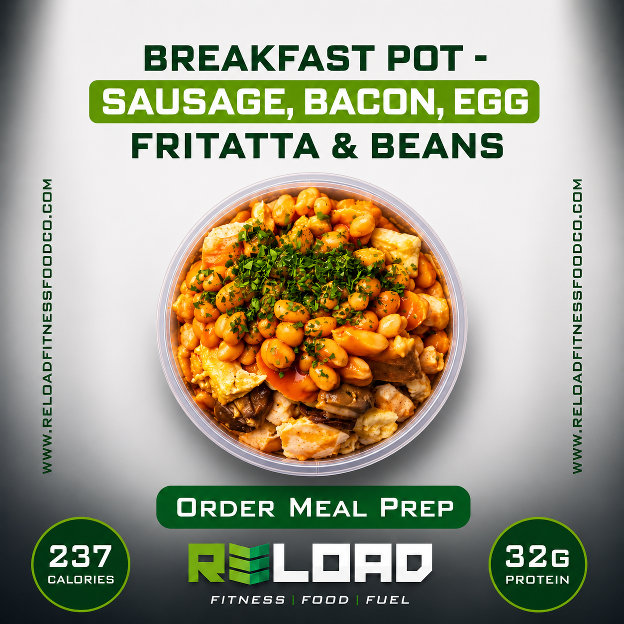 Breakfast Pot - Sausage, Bacon, Egg Fritatta & Beans