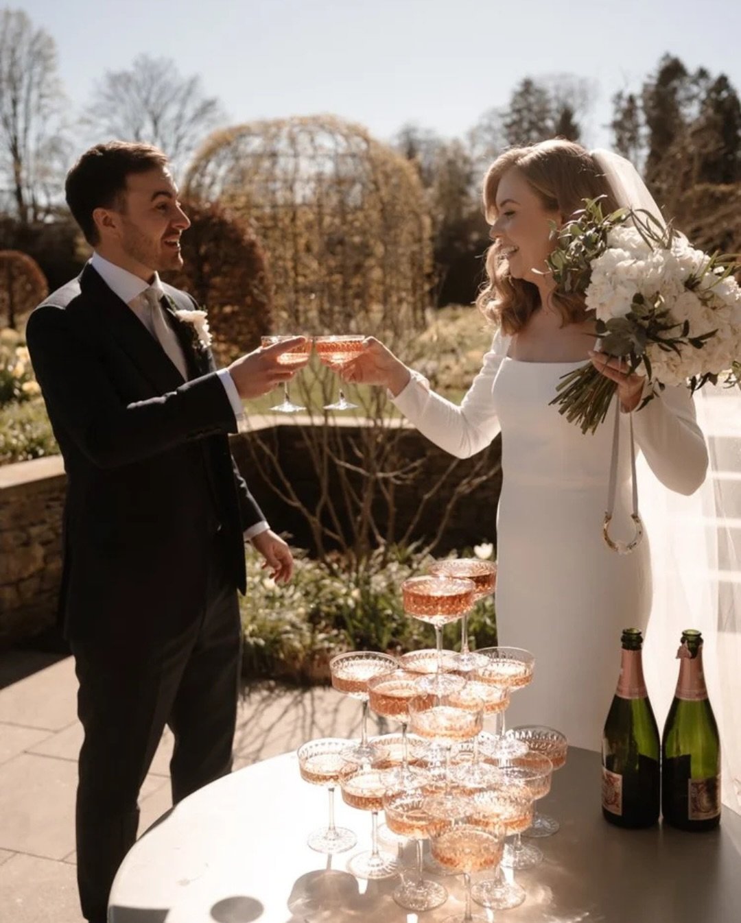 Amy + Alex at my fave @middletonlodge 🤍

Florist: @wildfloralcouture 
Hair @luanhairstylistbridal 
Dress shop: @heart_aflutter 
Dress designer: @aeslingbride 
Veil shop/designer: @houseofsavin 
Suit designer: @mccannbespokelondon 
Shoes: @manoloblah