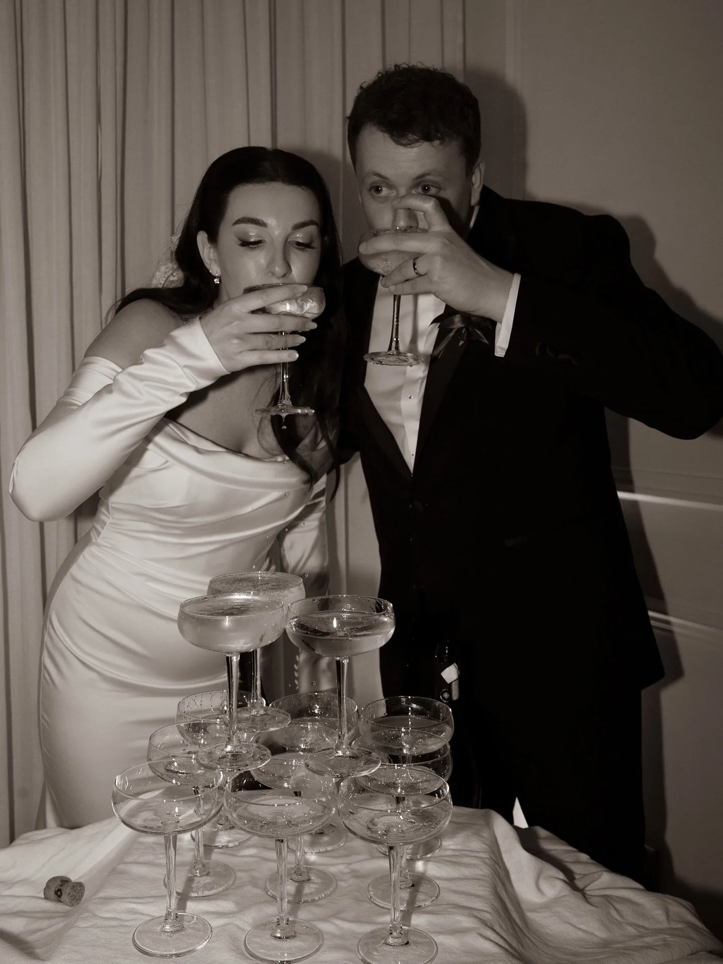 A moment for the champagne tower 🥂🍾

Venue @vicarageboutique 
Wedding Dress: @wona_concept purchased at @rachelashbrides 
Makeup : @heatherjacksonbeauty 
Hair: @hairbyhannahtaylor 
Flowers @aamooreandsonltd 
Content creator: @contentbylaurenc 
DJ: 