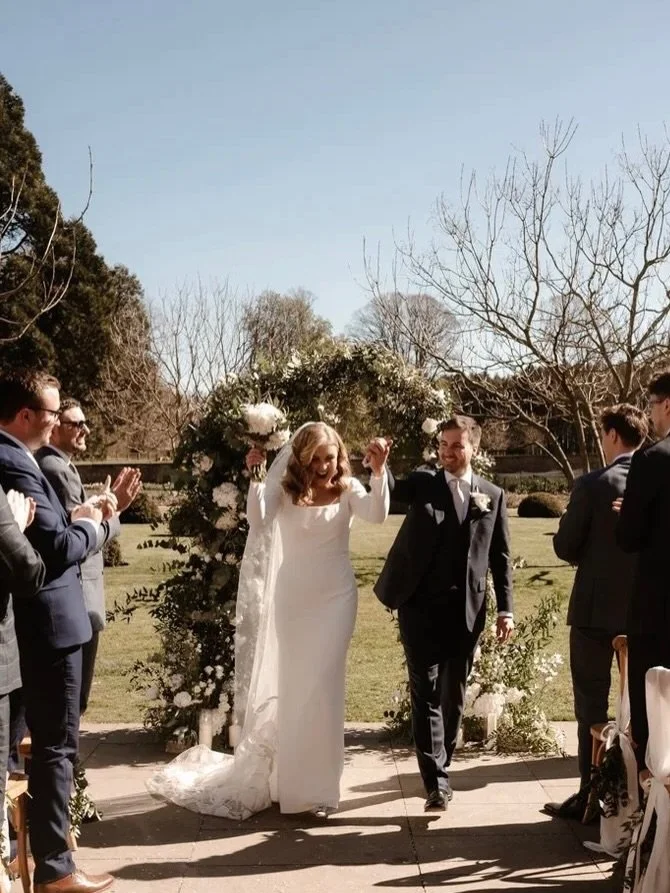 Just married 🤍 Amy + Alex at @middletonlodge 🤍

Florist: @wildfloralcouture 
Hair @luanhairstylistbridal 
Dress shop: @heart_aflutter 
Dress designer: @aeslingbride 
Veil shop/designer: @houseofsavin 
Suit designer: @mccannbespokelondon 
Shoes: @ma