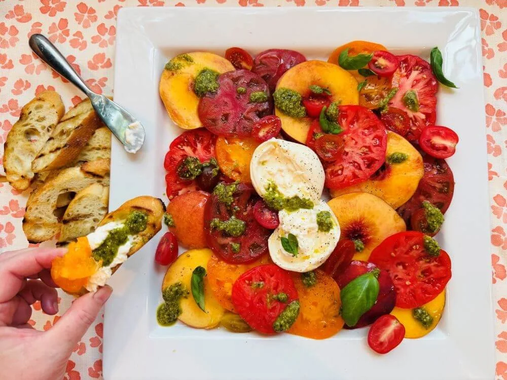 Summer Meals with Dairy: Tomato-Peach Burrata Salad