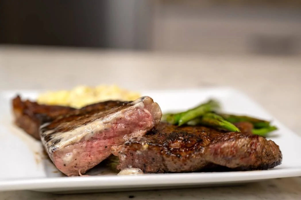 Steak with Roasted Garlic Butter and Mashed Potatoes