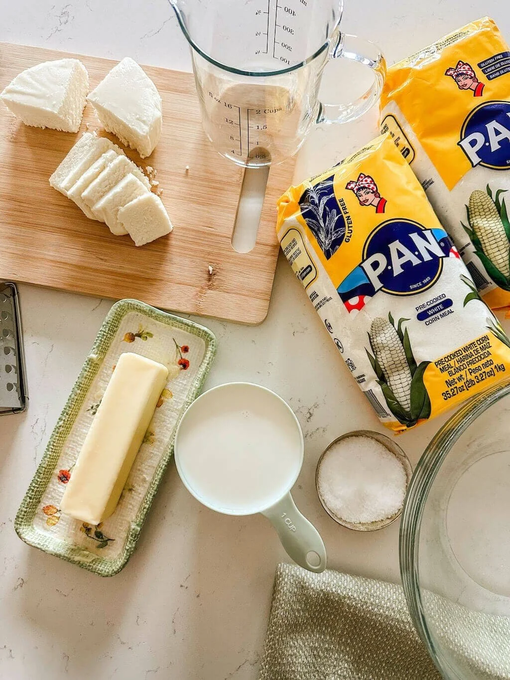 Colombian Arepas with Dairy Foods (Milk, Cheese, Butter)
