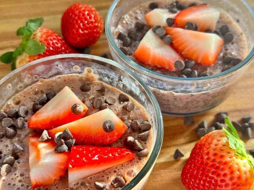 Dairy Breakfast and Snack: Chocolate Strawberry Chia Pudding