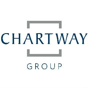 Chartway Group logo with the name in navy blue text and gray geometric brackets above and below the text
