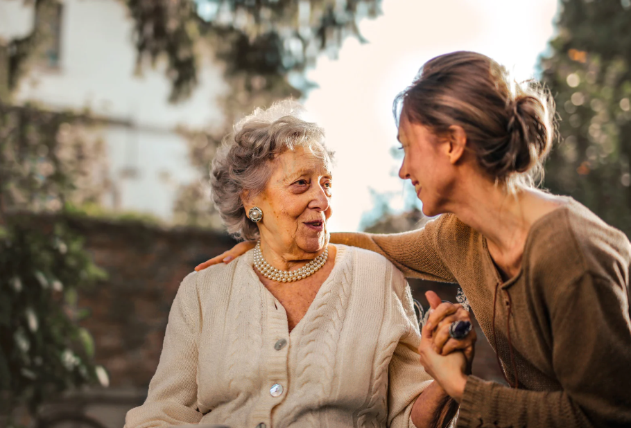 Elderly women talking