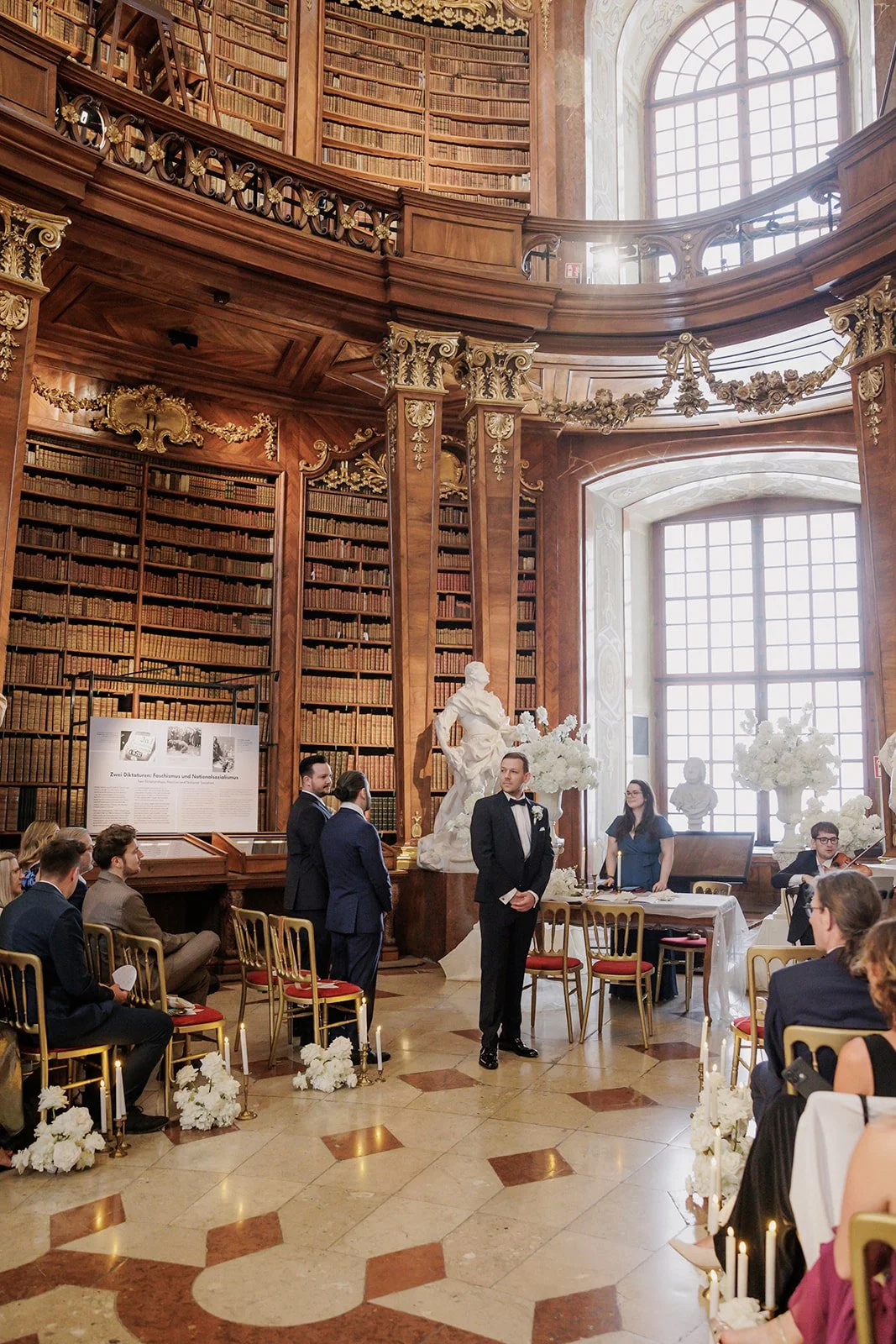 Elegant wedding ceremony Austrian National Library Vienna Austria Fine Events Vienna