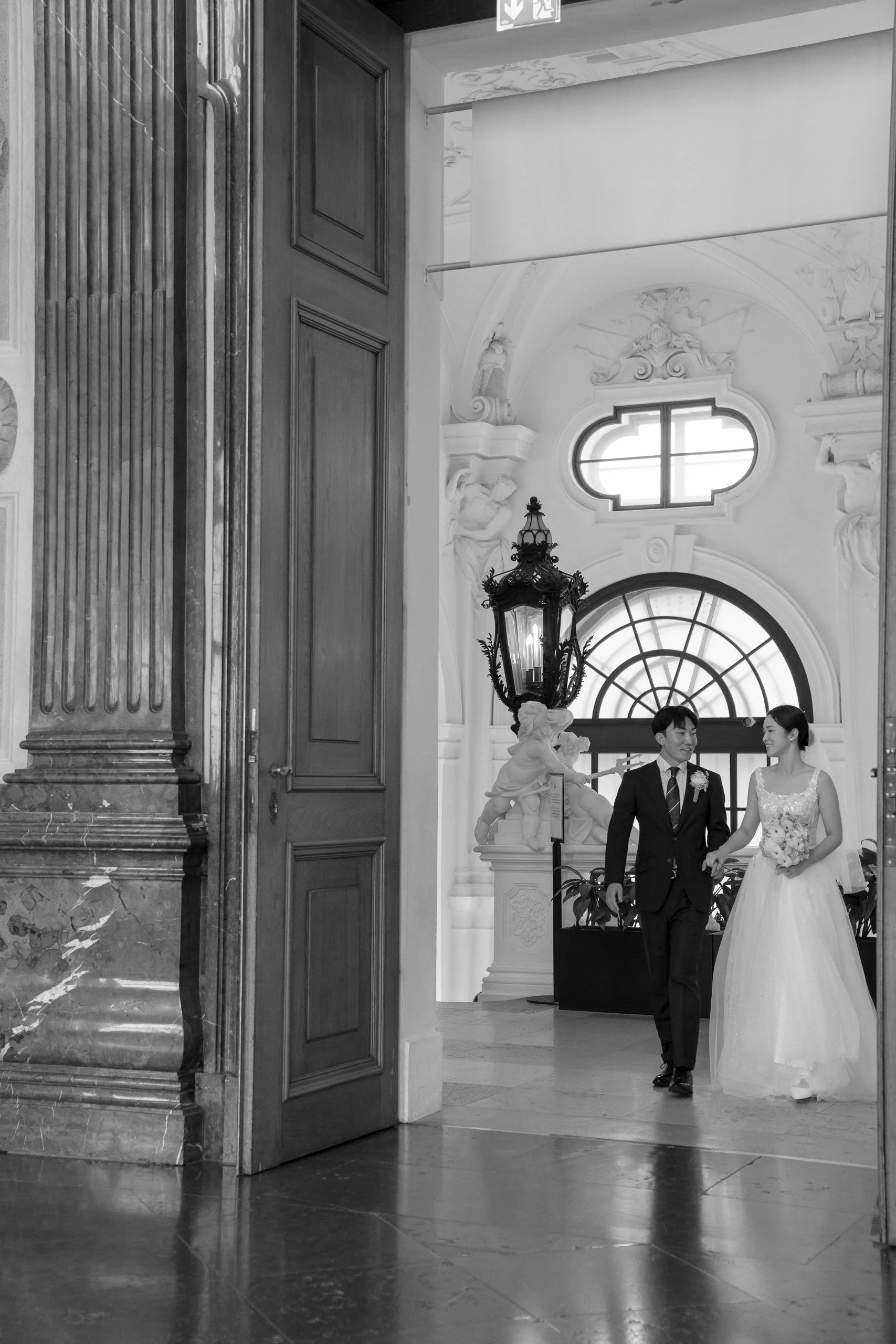 Korean Japanese couple Belvedere Palace interior Vienna elopement Fine Events Vienna