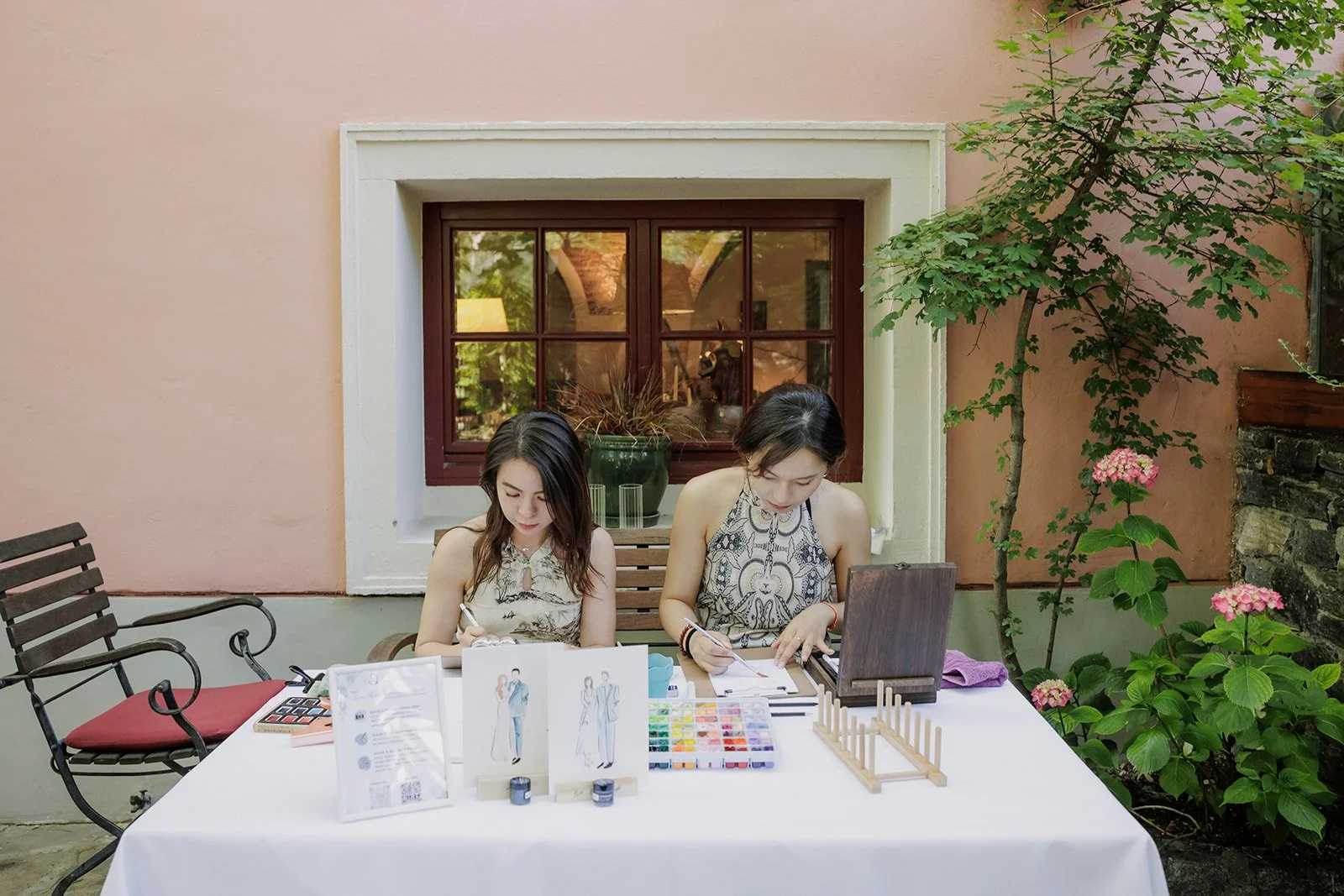 Wedding celebration live illustrator Wachau Austria wine region Fine Events Vienna