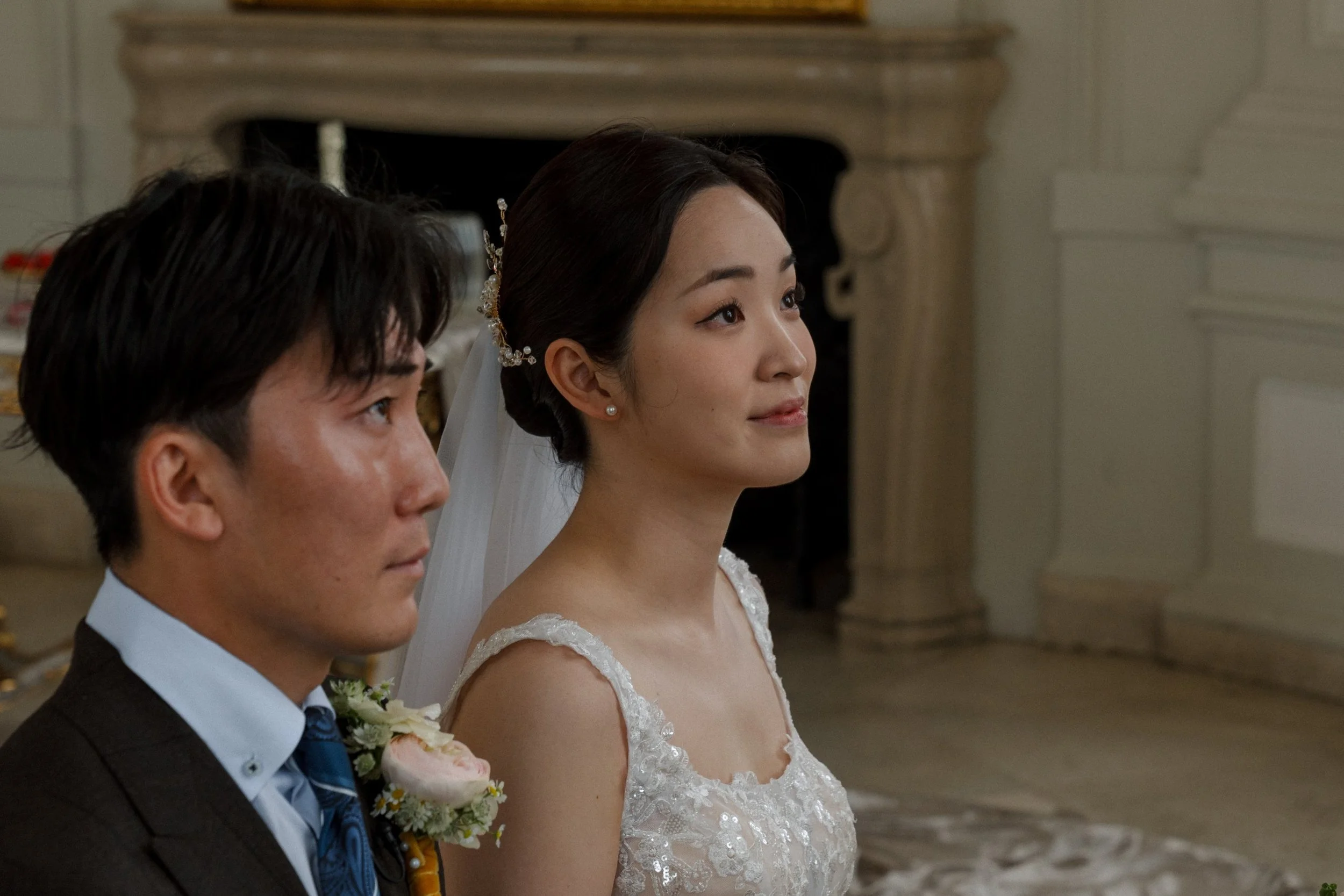 Korean Japanese wedding couple Belvedere Palace indoor Vienna Fine Events Vienna