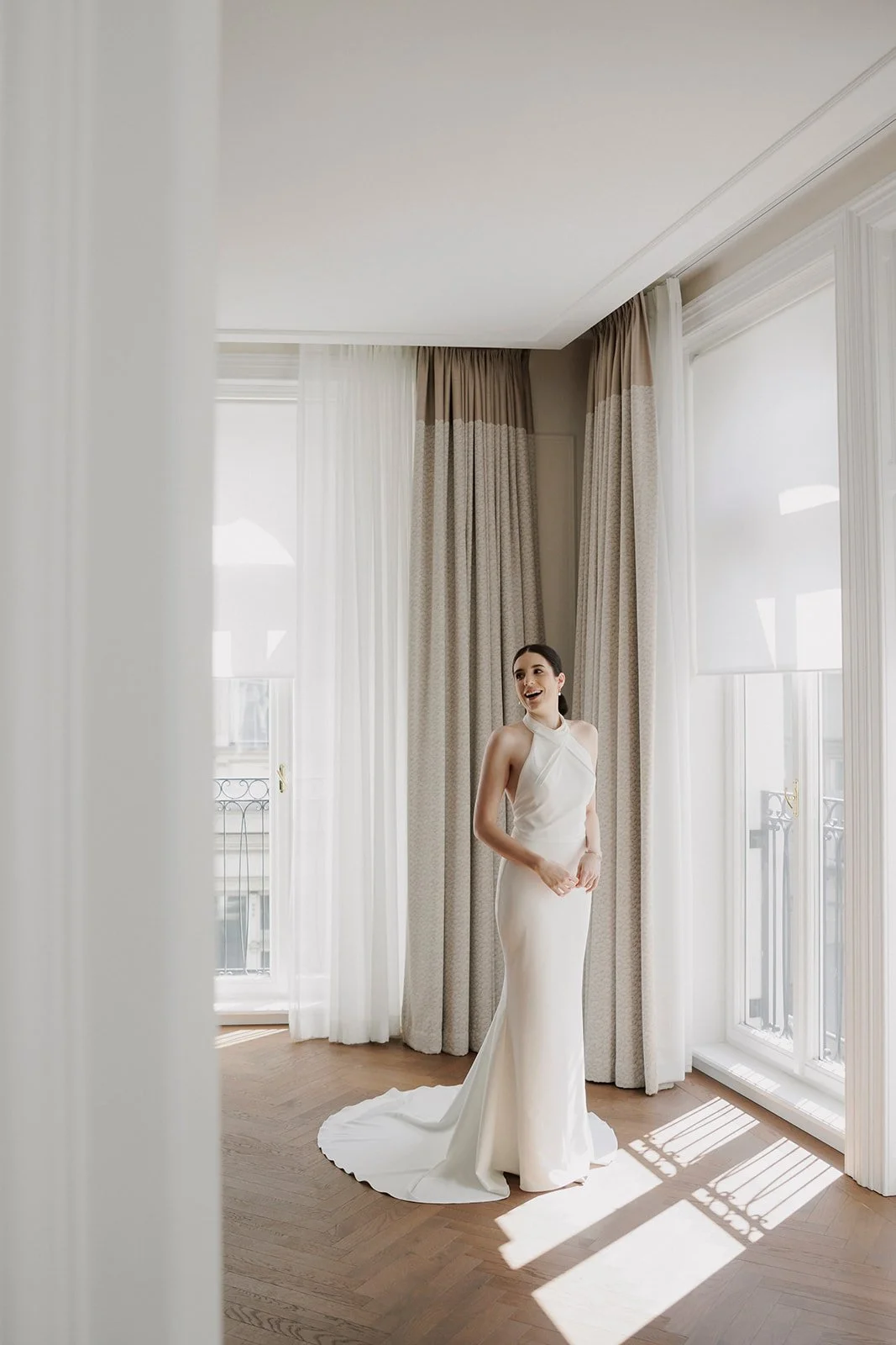 Beautiful bride getting ready Austrian National Library wedding coordination Fine Events Vienna