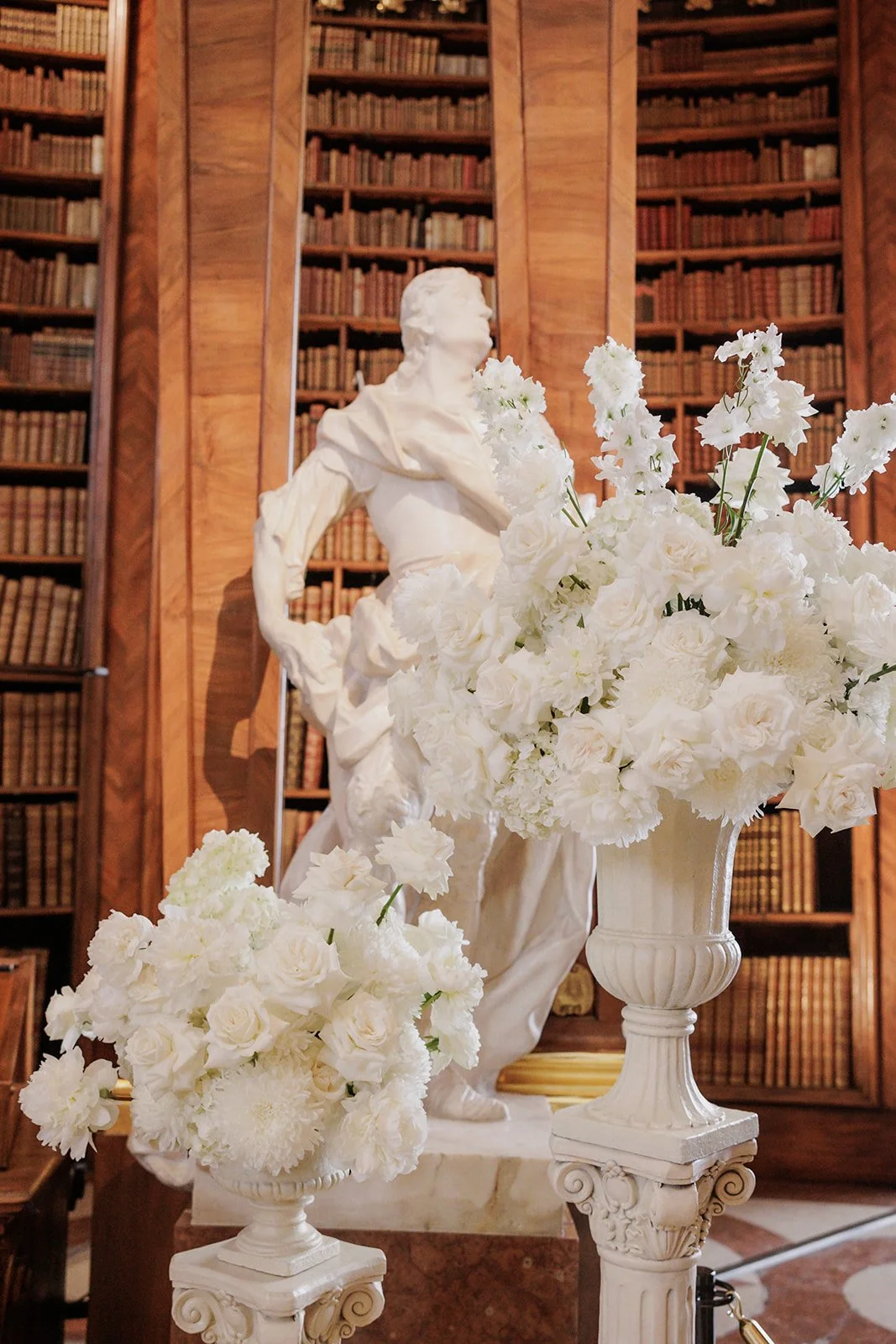 Museum wedding location floral design National Library Vienna Austria Fine Events Vienna