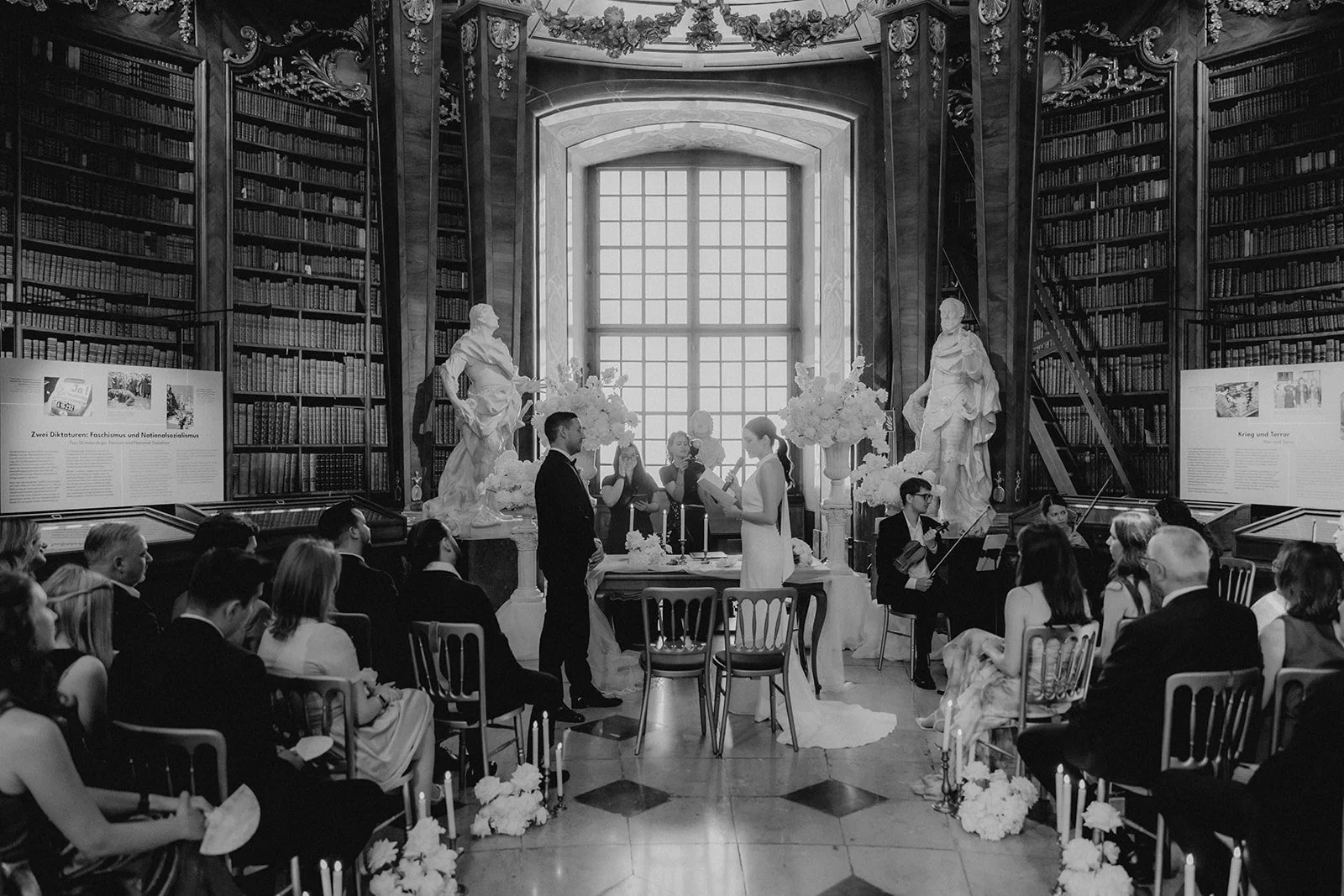 Elegant baroque ceremony National Library Vienna wedding Austria Fine Events Vienna