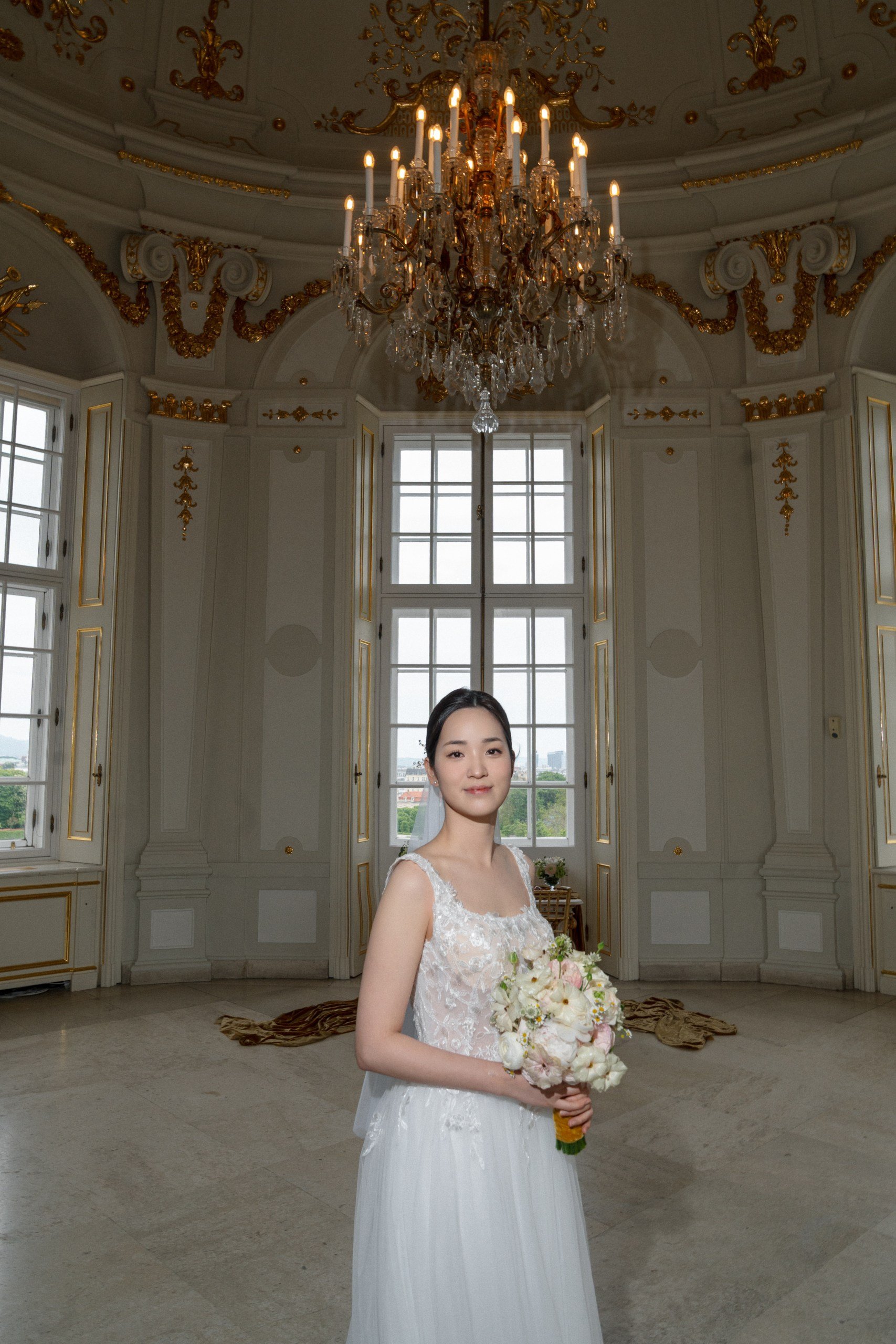 Beautiful bride Belvedere Palace interior Vienna wedding Fine Events Vienna