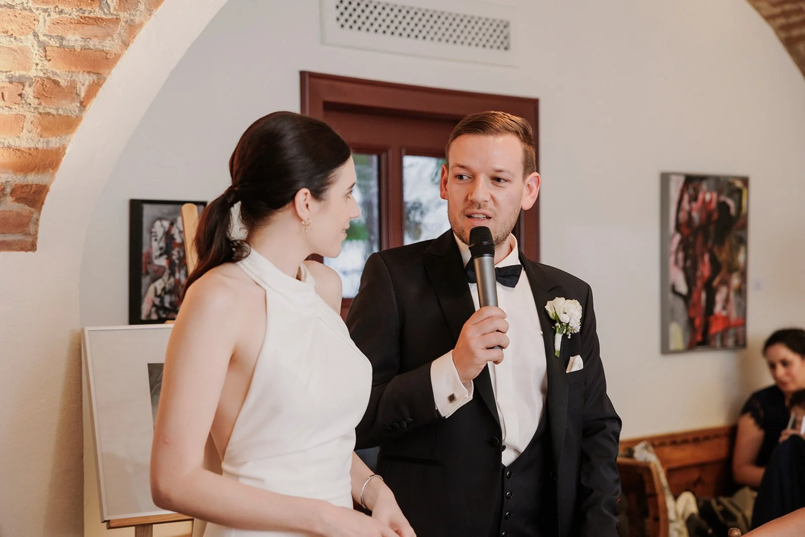 Wedding celebration couple speech Wachau Austria wine region Fine Events Vienna