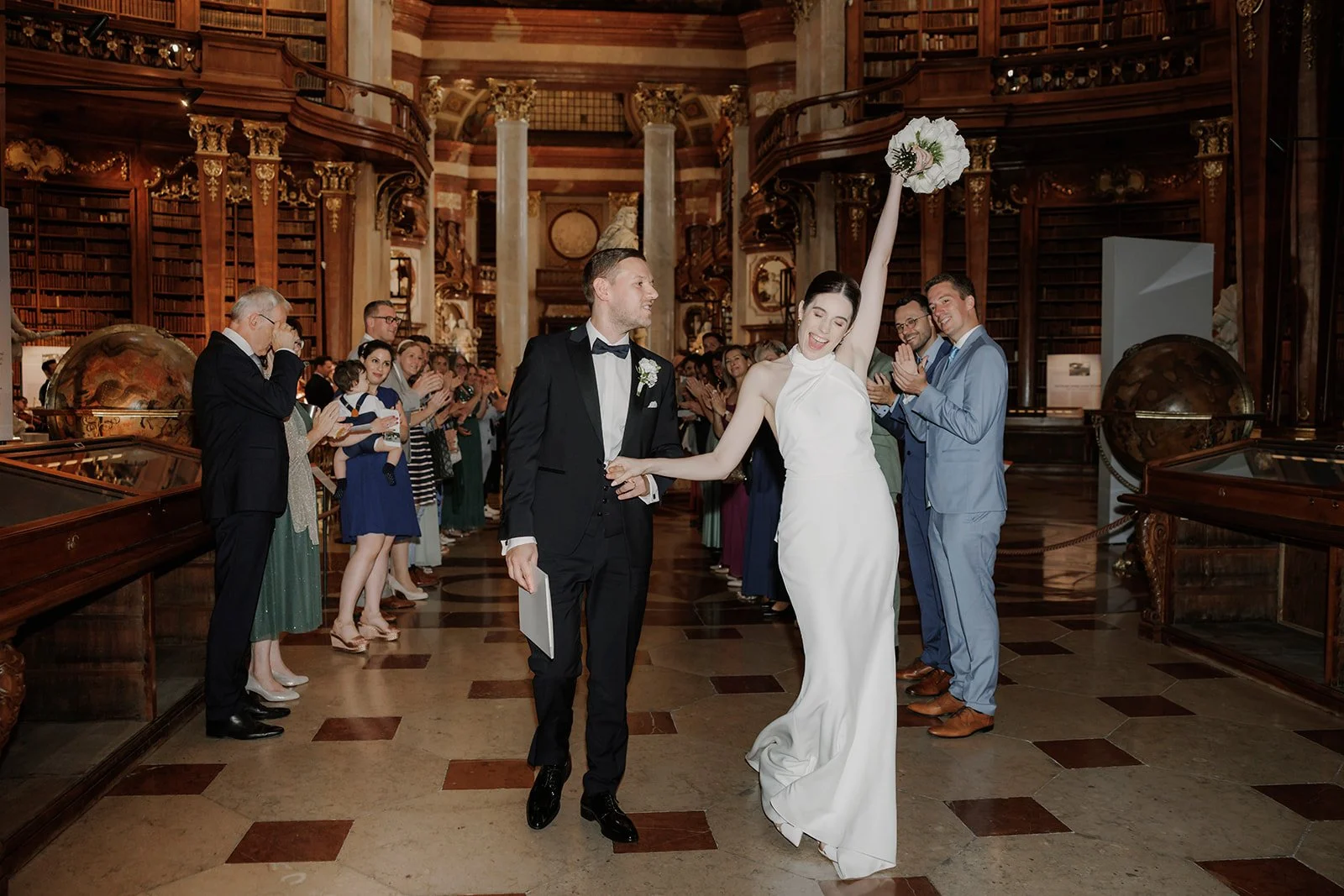 Wedding party National Library Vienna Austria destination Fine Events Vienna