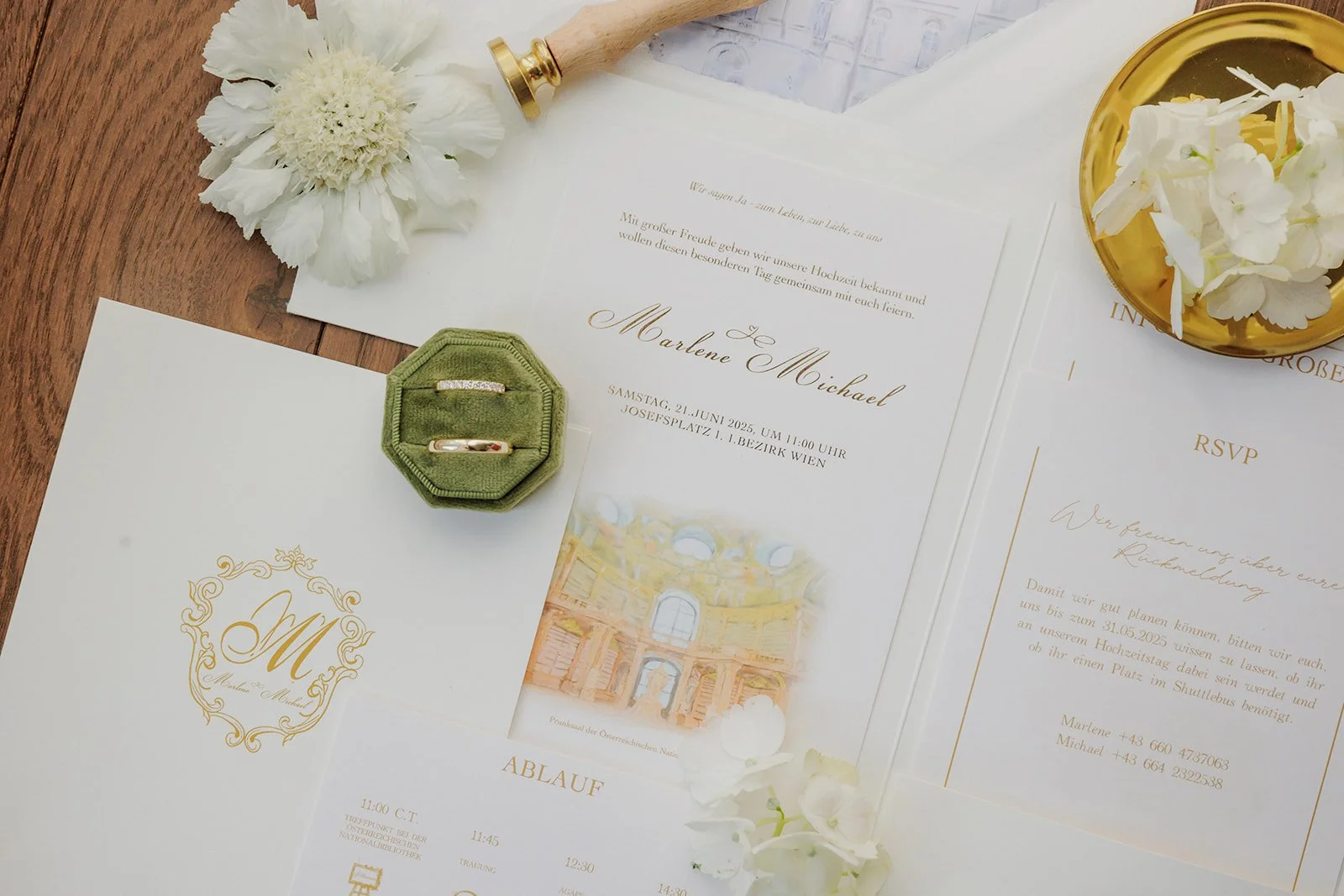 Elegant Wedding stationery National Library Vienna Austria destination Fine Events Vienna