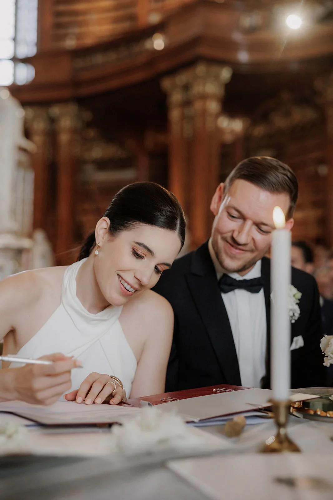Elegant wedding ceremony Austrian National Library Vienna Austria Fine Events Vienna