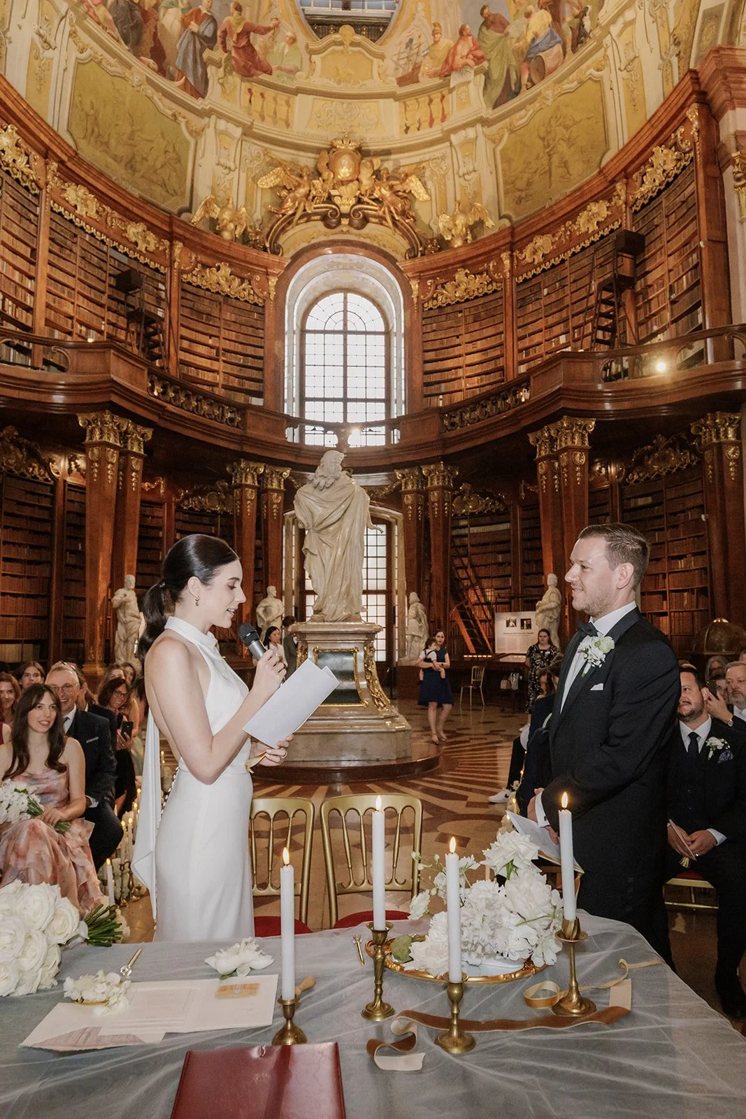 Elegant wedding ceremony Austrian National Library Vienna Austria Fine Events Vienna