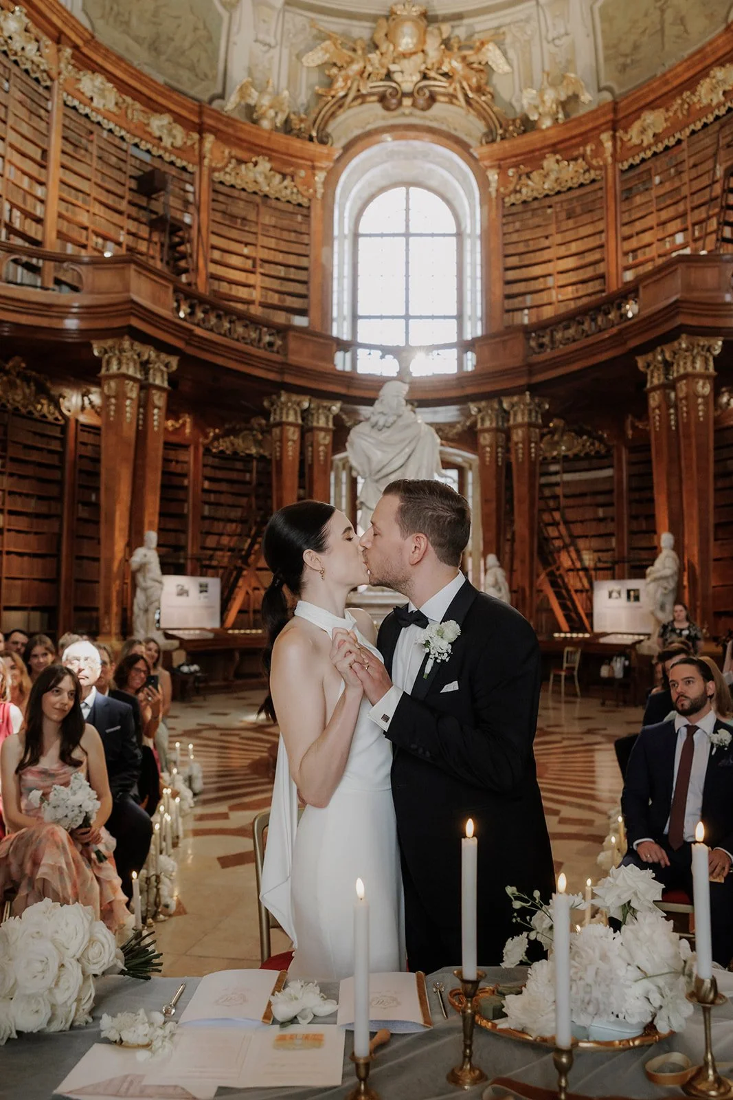 Baroque wedding ceremony Austrian National Library Vienna destination Fine Events Vienna