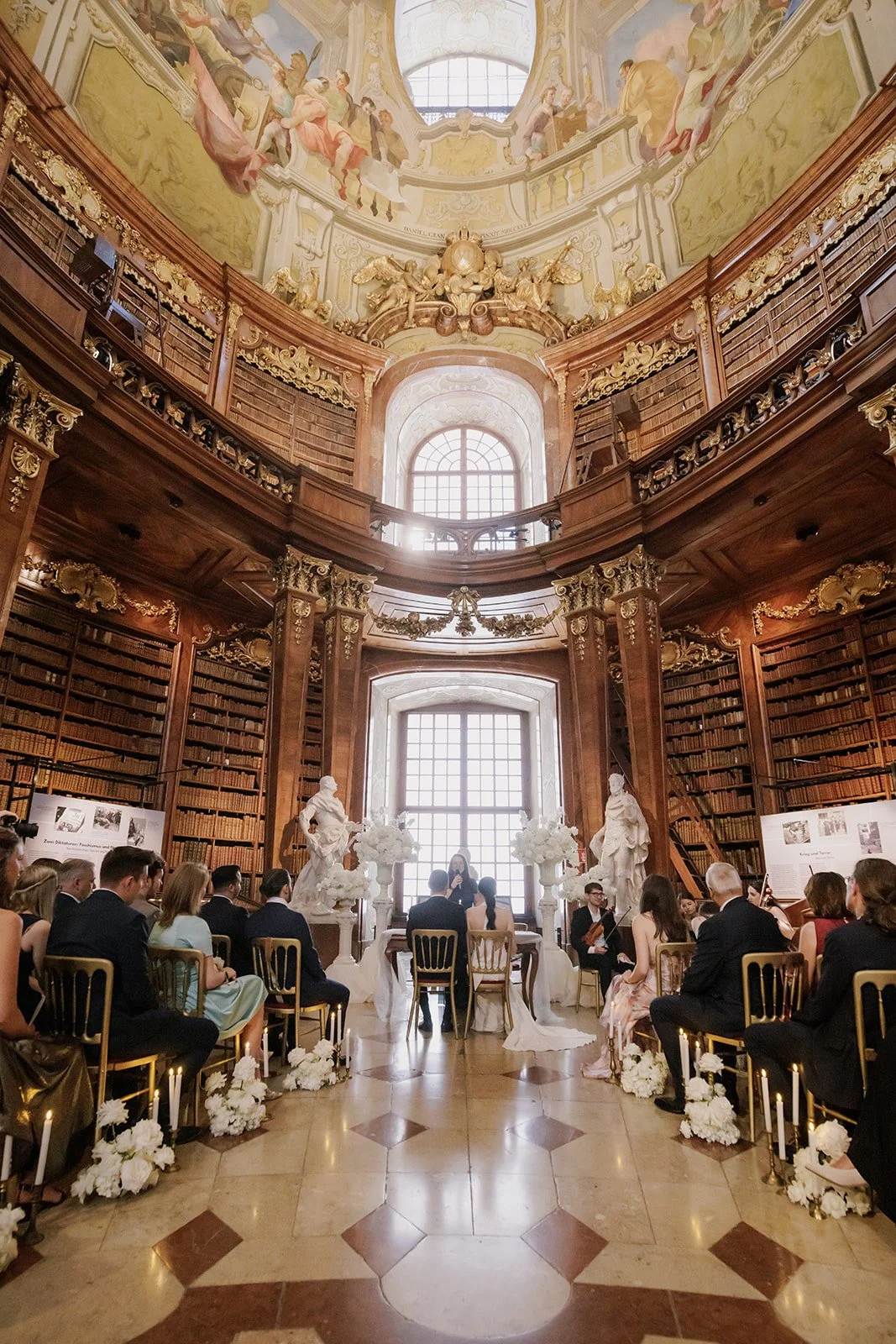 Elegant baroque ceremony National Library Vienna wedding Austria Fine Events Vienna