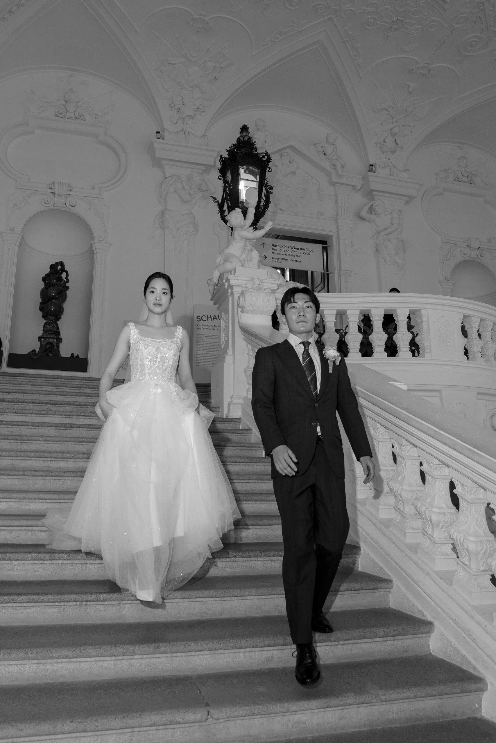 Cross-cultural wedding couple Belvedere Palace Vienna Fine Events Vienna