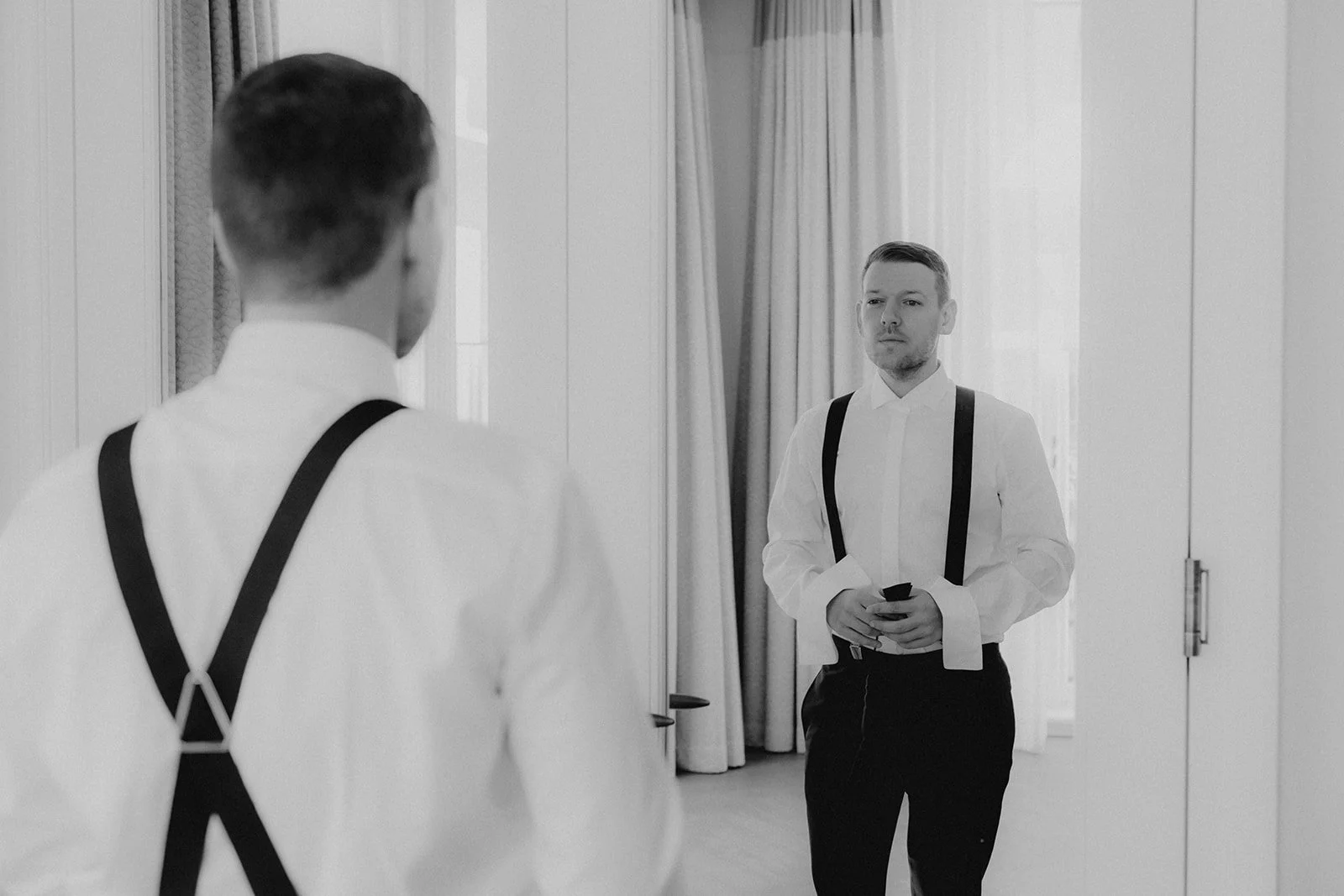 Elegant groom preparation National Library Vienna wedding Austria Fine Events Vienna